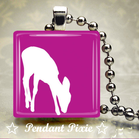 Pink Deer Scrabble Tile Pendant Pink Deer Scrabble Tile Pendant