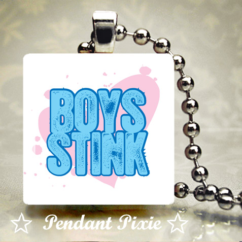 Boys Stink Scrabble Tile Pendants Boys Stink Scrabble Tile Pendants