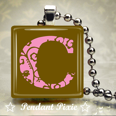 Custom Pink Alphabet Wooden Pendant Custom Pink Alphabet Wooden Pendant