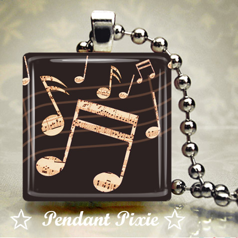 Old School Musical Notes Scrabble Pendant Old School Musical Notes Scrabble Pendant