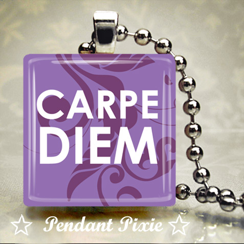 Purple Carpe Diem Slogan Scrabble Pendant Purple Carpe Diem Slogan Scrabble Pendant