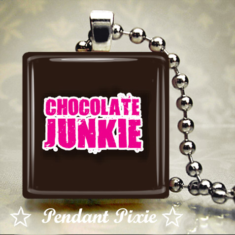 Chocolate Junkie Wooden Scrabble Tile Pendant Chocolate Junkie Wooden Scrabble Tile Pendant