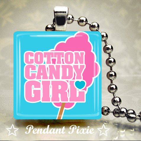 Cotton Candy Girl Scrabble Pendant