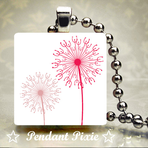 Pink Flower Wish Scrabble Tile Pendants Pink Flower Wish Scrabble Tile Pendants
