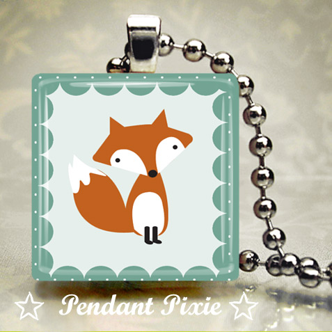 Foxy Woodland Fox Scrabble Tile Pendant Foxy Woodland Fox Scrabble Tile Pendant