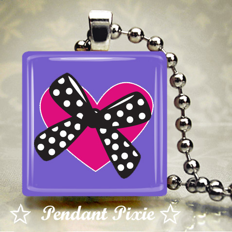 Pink Heart and Bow Pendants Pink Heart and Bow Pendants