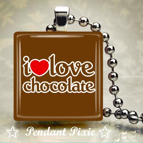I Love Chocolate Wooden Scrabble Tile Pendant I Love Chocolate Wooden Scrabble Tile Pendant