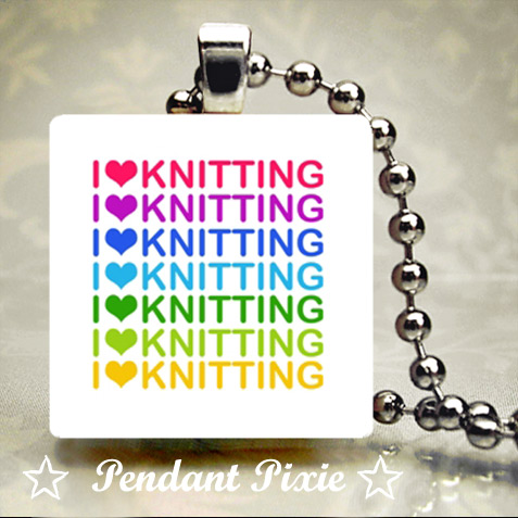 I Love Knitting Scrabble Tile Pendant I Love Knitting Scrabble Tile Pendant