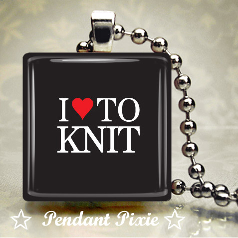 I Love To Knit Scrabble Tile Pendant I Love To Knit Scrabble Tile Pendant