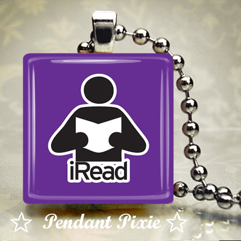 Purple i Read Scrabble Tile Pendant