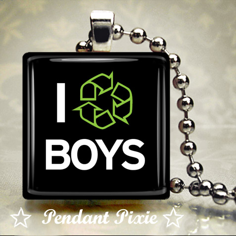 I Recycle Boys Scrabble Pendant I Recycle Boys Scrabble Pendant