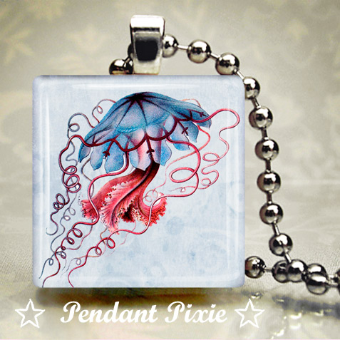 Amazing Blue Jelly Fish Pendant