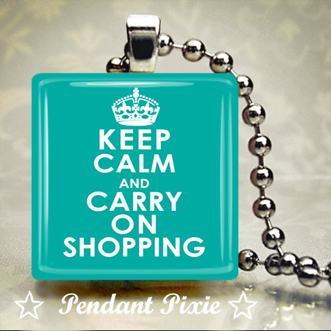 Keep Calm and Carry on Shopping Scrabble Pendants Keep Calm and Carry on Shopping Scrabble Pendants
