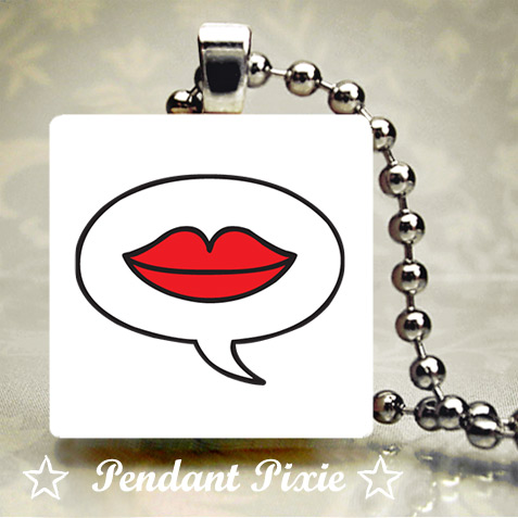 Ruby Red Lips Scrabble Pendant Ruby Red Lips Scrabble Pendant