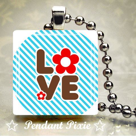 Love Flower Scrabble Pendant