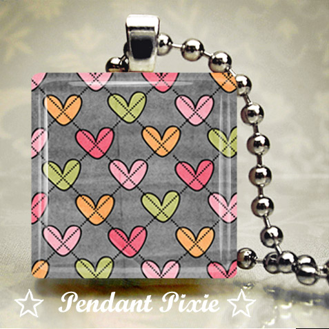 Cute Love Hearts Scrabble Pendants