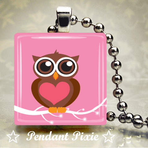 Hoot Pink Owl Wooden Pendant Hoot Pink Owl Wooden Pendant