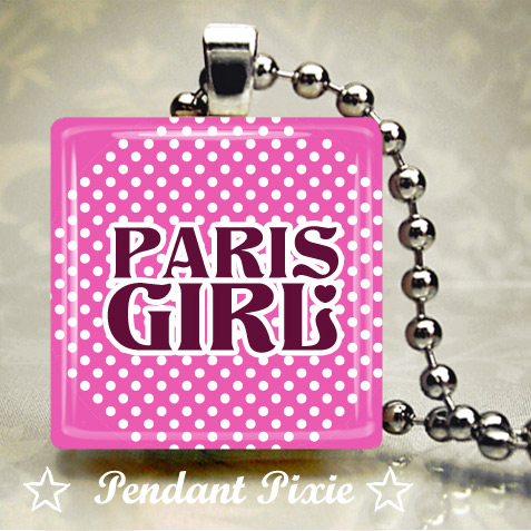 Paris Girl Pink Scrabble Pendant