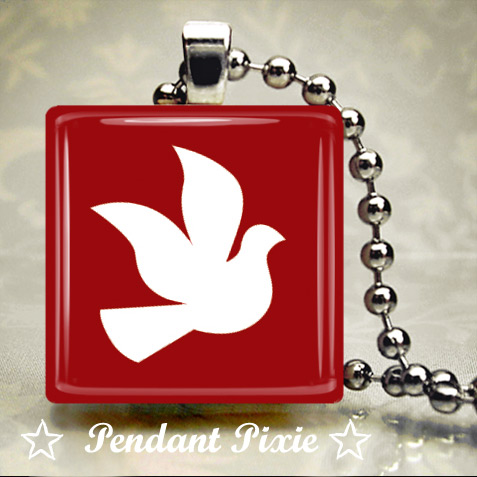 Red Peace Dove Scrabble Tile Pendant Red Peace Dove Scrabble Tile Pendant