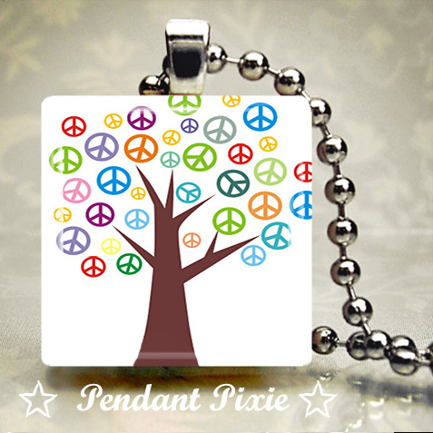 Peace Tree Srcabble Tile Pendant Peace Tree Srcabble Tile Pendant