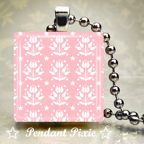 Baby Pink Floral Pattern Scrabble Pandants Baby Pink Floral Pattern Scrabble Pandants