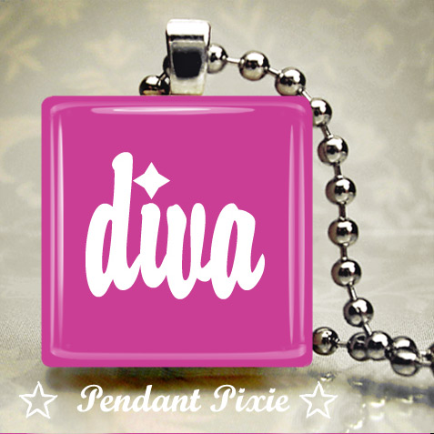 Pink Diva Scrabble Tile Pendant Pink Diva Scrabble Tile Pendant