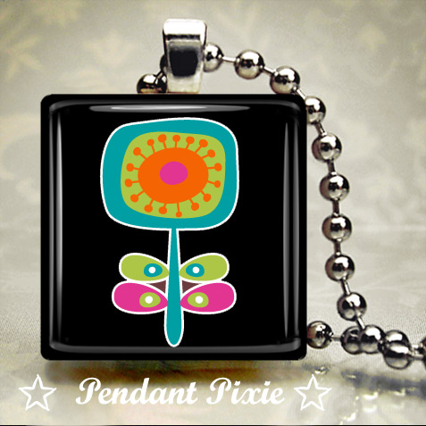 Colour POP Flower Scrabble Tile Pendants