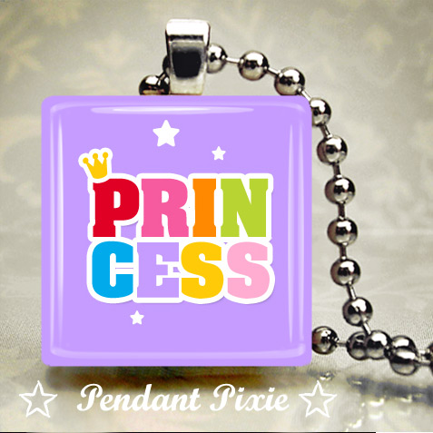 Princess Wooden Scrabble Pendant Princess Wooden Scrabble Pendant