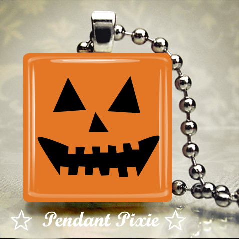 Halloween Pumpkin Scrabble Pendant