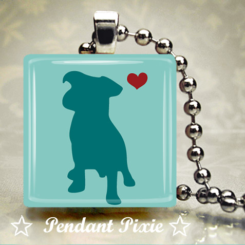 Cute Puppy Love Scrabble Tile Pendant