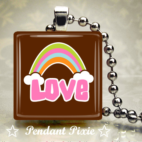 Love Rainbow Scrabble Tile Pendant Love Rainbow Scrabble Tile Pendant