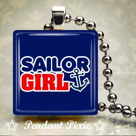 Sailor Girl Nautical Scrabble Pendant