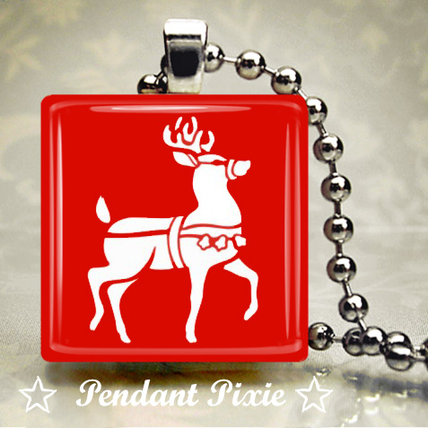 Red Scandinavian Reindeer Pendant Red Scandinavian Reindeer Pendant