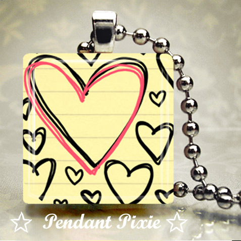 Scribble Love Hearts Scrabble Pendant