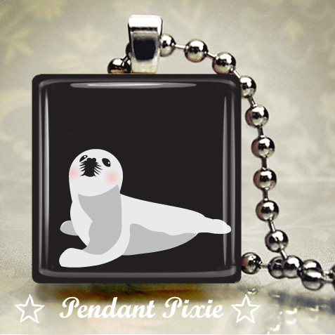 Seal Pup Scrabble Tile Pendant Seal Pup Scrabble Tile Pendant