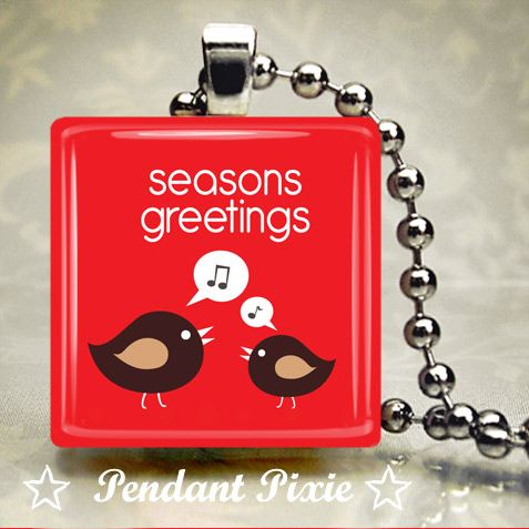 Seasons Greetings Red Scrabble Pendant Seasons Greetings Red Scrabble Pendant