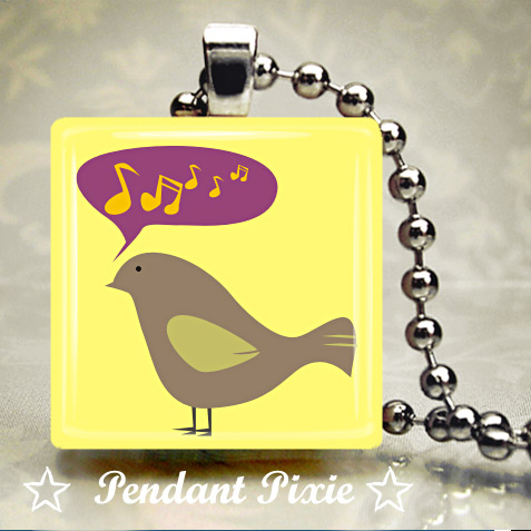 Music of Birds Scrabble Tile Pendants Music of Birds Scrabble Tile Pendants
