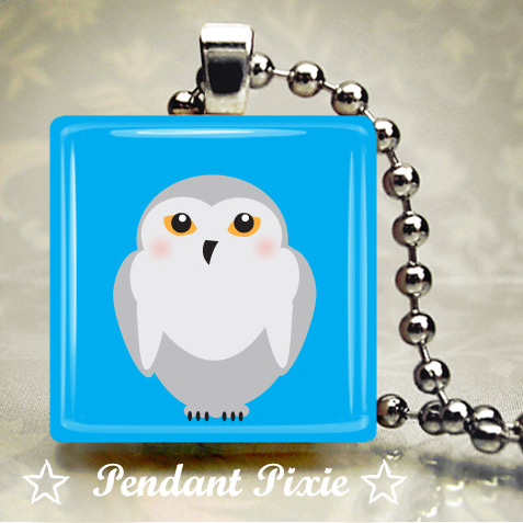 Winter Owl Scrabble Tile Pendant Winter Owl Scrabble Tile Pendant