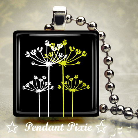 Dandelion floral Wooden Scrabble Pendant Dandelion floral Wooden Scrabble Pendant